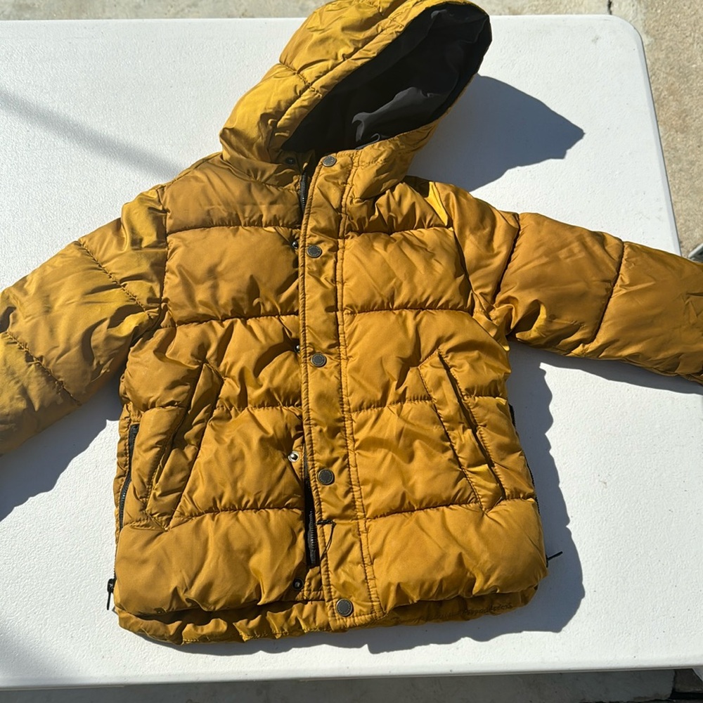 Boys golden, Brownish rain puffer jacket, with Zipper and buttons